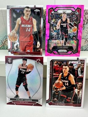Tyler Herro Heat lot of 4 w/ Pink Cracked Ice Prizm